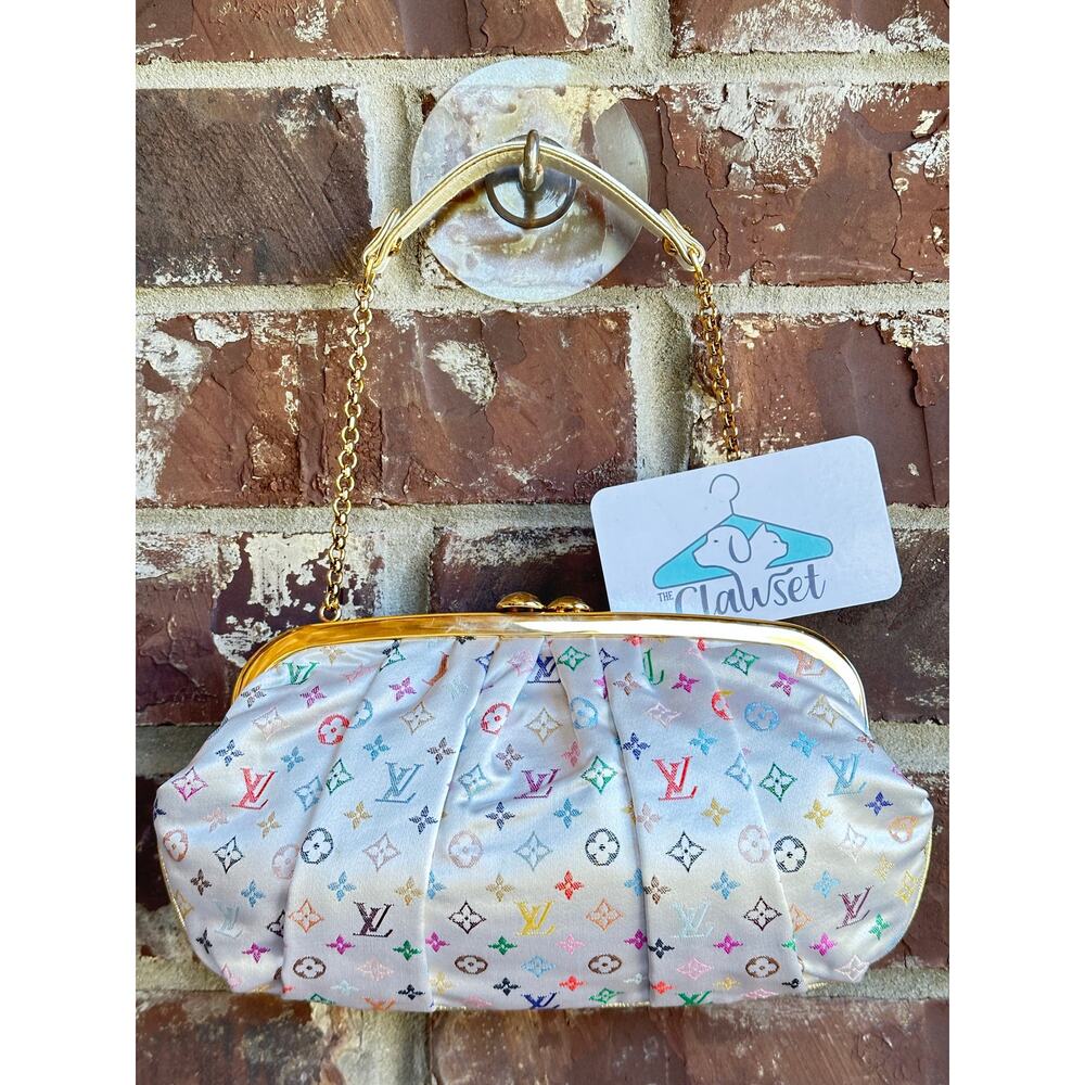 Louis Vuitton Aumoniere Satin Evening Bag Monogram White Multicolor 82723 - Picture 15 of 15